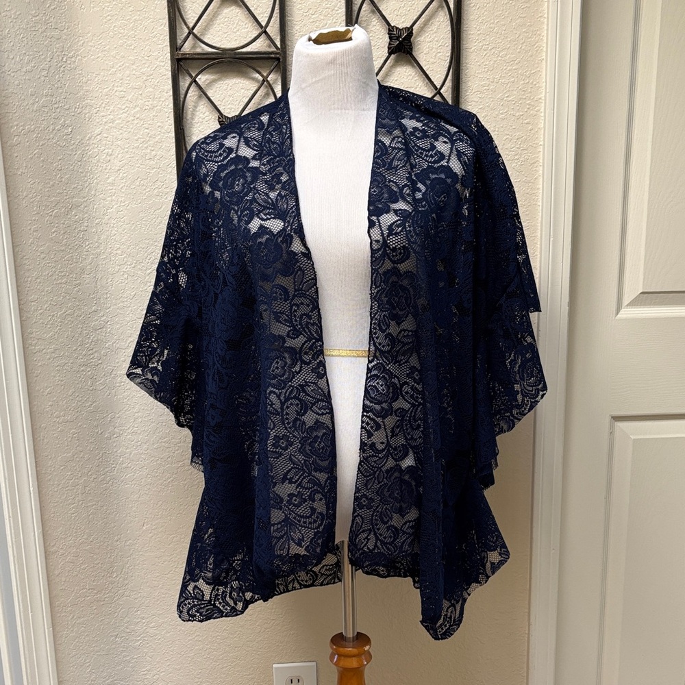 Elegant Navy Lace Cardigan